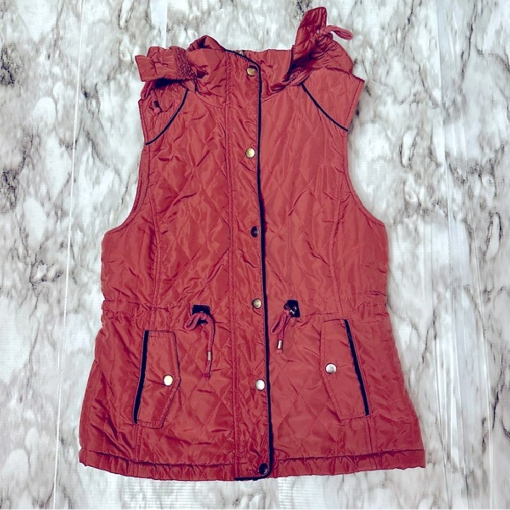 Love Tree Sz M Puffer Draw String Vest Gorpcore Crunchy Cozy Fall Pumpkin Patch